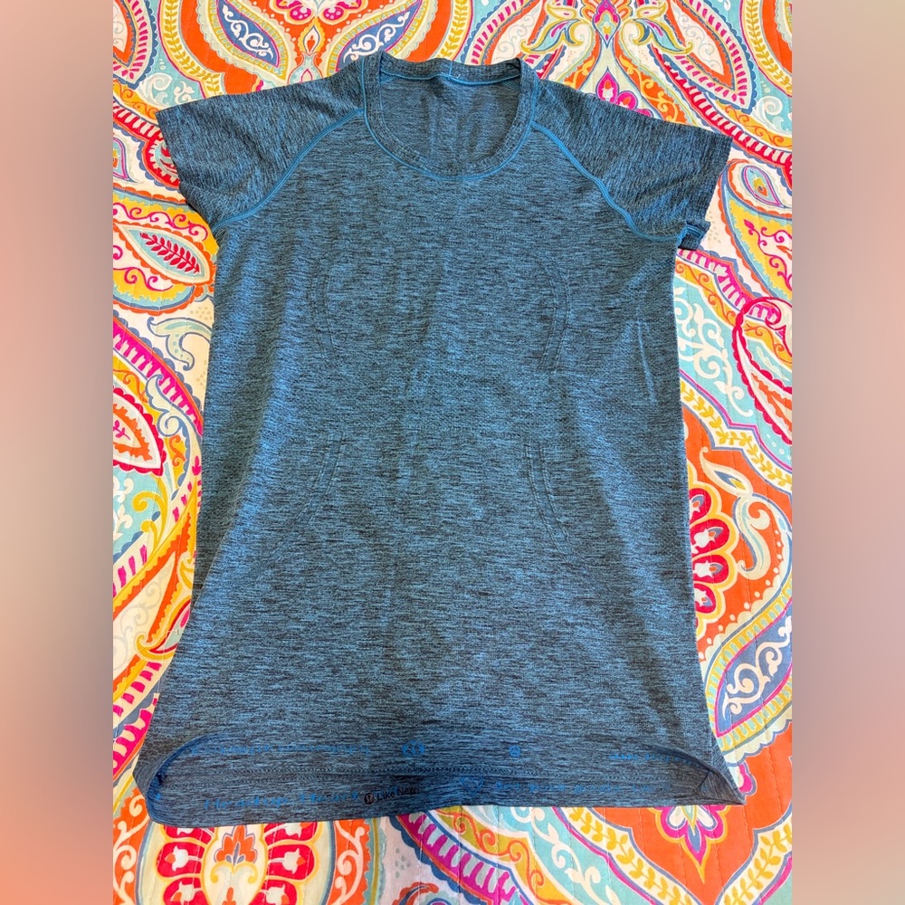 Lululemon Swiftly Tech Short Sleeve Running Top Heathered Blue Size 8